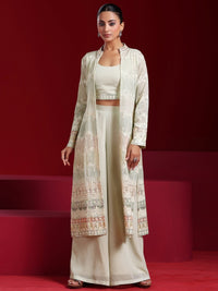 Libas Art Sea Green Solid Georgette 3 Piece Co-Ords