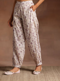 Saundarya White Printed Cotton A-Line Kurta with Salwar & Dupatta