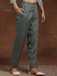 Green Printed Organza Straight Suit with Dupatta