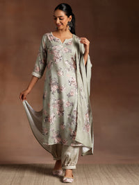 Green Printed Cotton Straight Suit with Dupatta