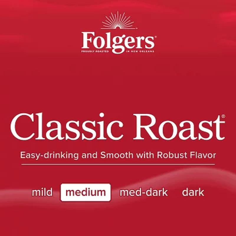 Folgers Classic Medium Roast K-Cup Coffee Pods, 100 Ct.