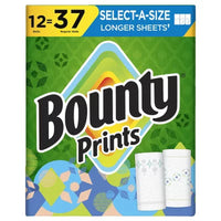Bounty Prints Select-A-Size 2-Ply Paper Towels, 12 Rolls, 128 Sheets/Roll