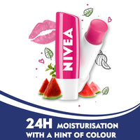 NIVEA Lip Balm, Fruity Watermelon Shine, 4.8g & Nivea Lip Balm, Fruity Berry Shine, 4.8G,Purple