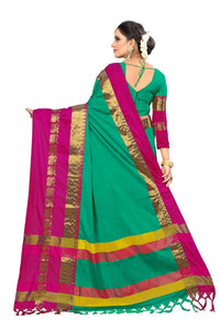 PAREVDEE Women's  Dobby Cotton Saree With Blouse Piece