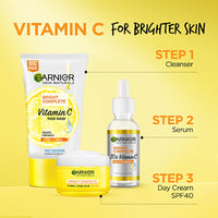 Garnier Skin Naturals Bright Complete Vitamin C Facewash, For Brighter and Glowing Skin - Daily Cleanser Suitable For all Skin Types, 150g (Pack of 2)