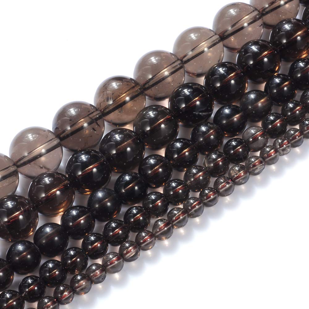Natural Stone Beads 10mm Smokey Quartz Gemstone Round Loose Beads Crystal Energy Stone Healing Power for Jewelry Making DIY,1 Strand 15"