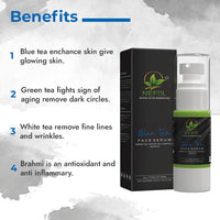 Nefol Face Serum with Blue Tea, Green Tea, White Tea & Brahmi - Hydrates, Fights Dark Circles - 30ml