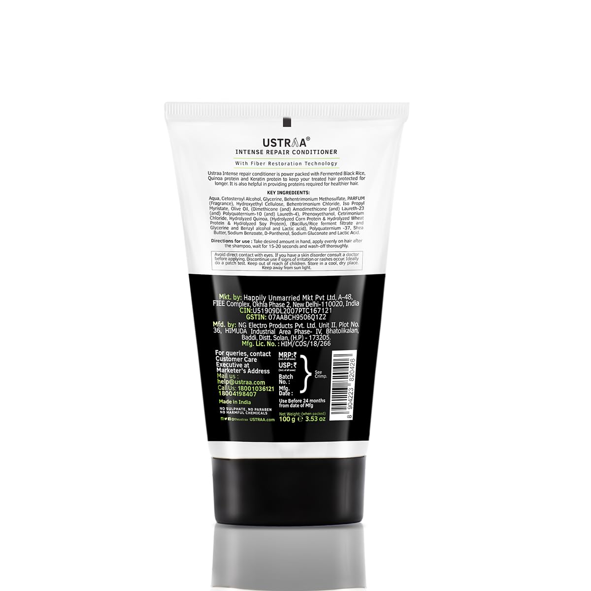 Ustraa Intense Repair Conditioner - 100 g - Set of 2 | Fiber Restoration Technology | Helps Protect & Restore Hair Bonds | with Black Rice, Quinoa Extracts & Keratin | No SLS, No Paraben