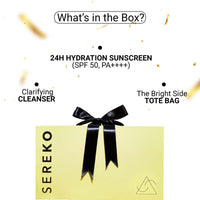 Sereko Skincare Gift Set for Women & Men | Brightening Vitamin C Face Cleanser and Sunscreen SPF 50++++ for Women & Men with Bright Side Tote Bag (Glow On-The-Go Gift Set)