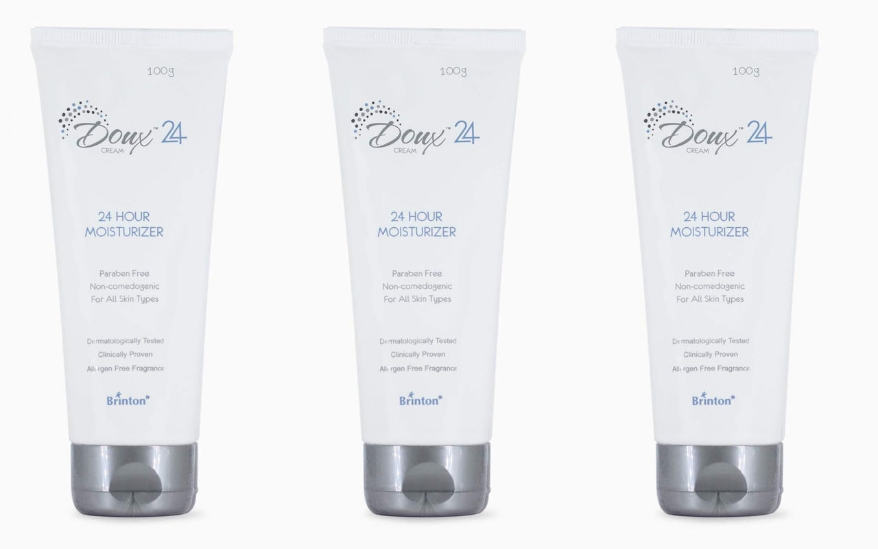Brinton Doux 24 Hour Moisturizer Cream | Lightweight, Non-Greasy & Non- Irritating | Hydrates & Soothens Skin| Dermatologically Tested | For Men & Women | 100 g x Pack of 3
