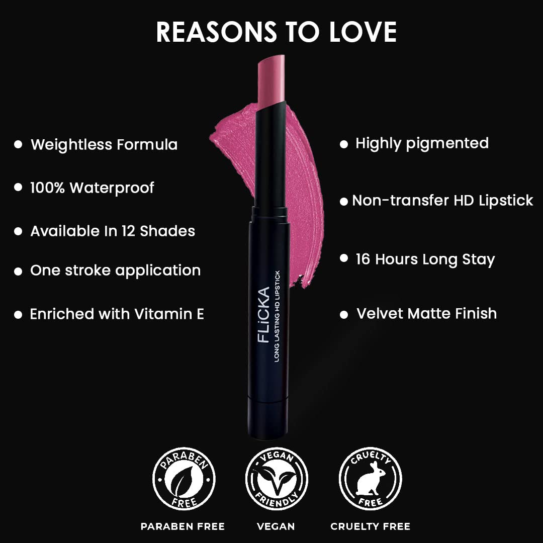 FLiCKA High Drama Matte Lipstick Overreact & Lip Liner Costa Rica Combo | 07