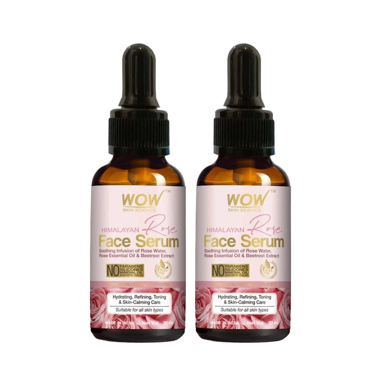 WOW Skin Science Hydrating Himalayan Rose Face Serum | Rose Essential Oil & Beetroot | Vitamin B5 & E for Repair, Blemishes, Toning & Bright Skin | Paraben Free | For Women & Men | 30 ml ) Pack of 2