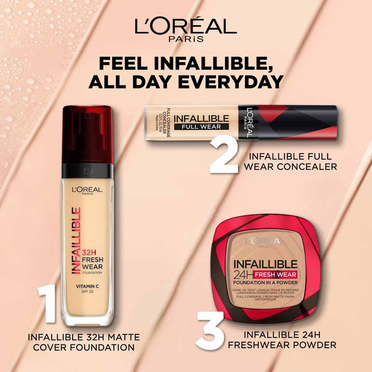 L'Oréal Paris Full Coverage Concealer, Waterproof Formula, For Undereye Circles and Blemishes, For Highlighting and Contouring, Infallible, Shade: 312, 10g