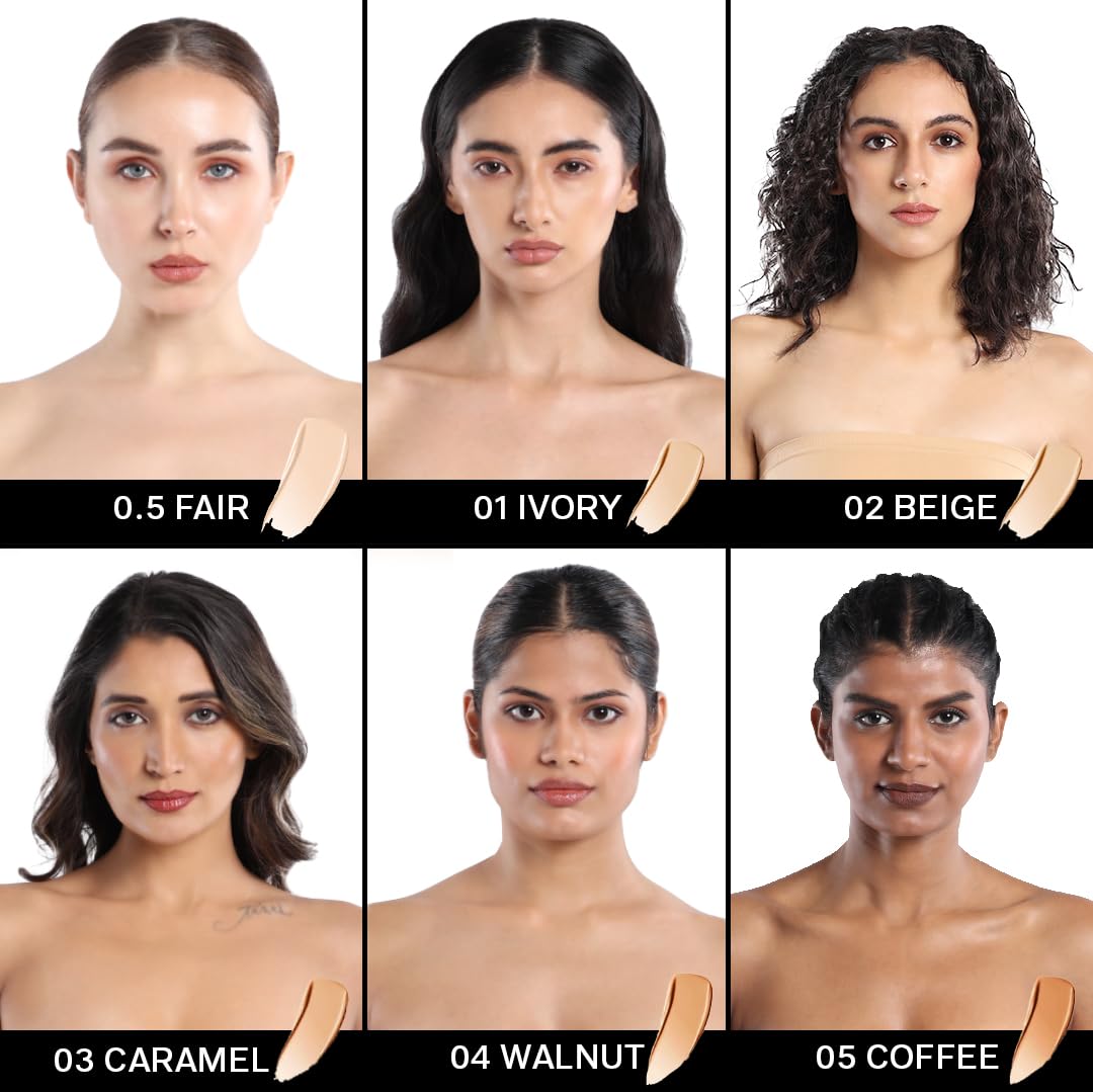 FLiCKA The Base Story Cream Foundation for Face Makeup 8.5gm | Medium to High Coverage | Waterproof & Long Lasting | Smooth & Matte Finish with SPF | All Skin Types | 0.5 Fair