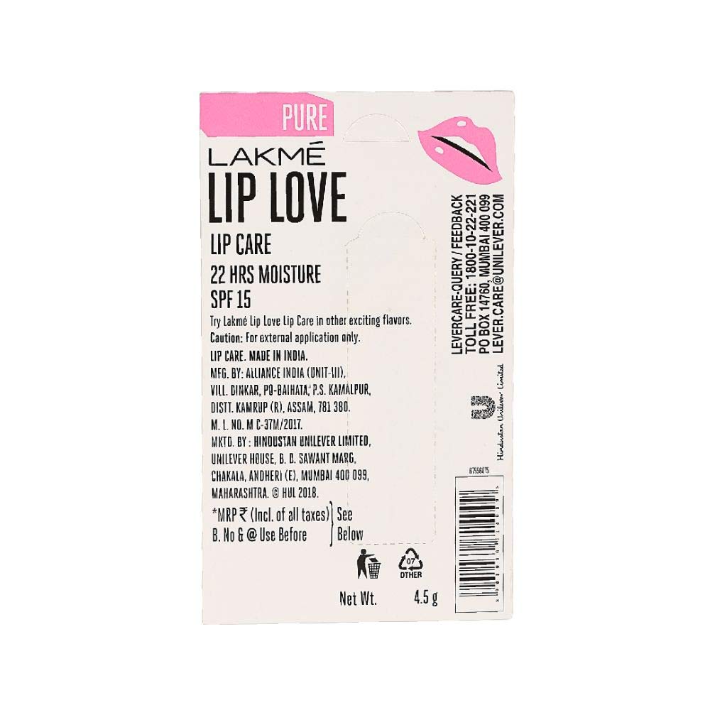 Lakmé Lip Love Chapstick, Purlipcare, 4.5G