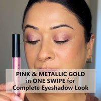 Lavenza Liquid Eyeshadow Dual Shade (Pink & Metallic Gold) in One Swipe| Clean, Silicone & Talc Free| Mess-Free, Long-Lasting, Smudge-Proof, Pro-Like Finish in Seconds| Safe for Sensitive Skin|3.5 ml