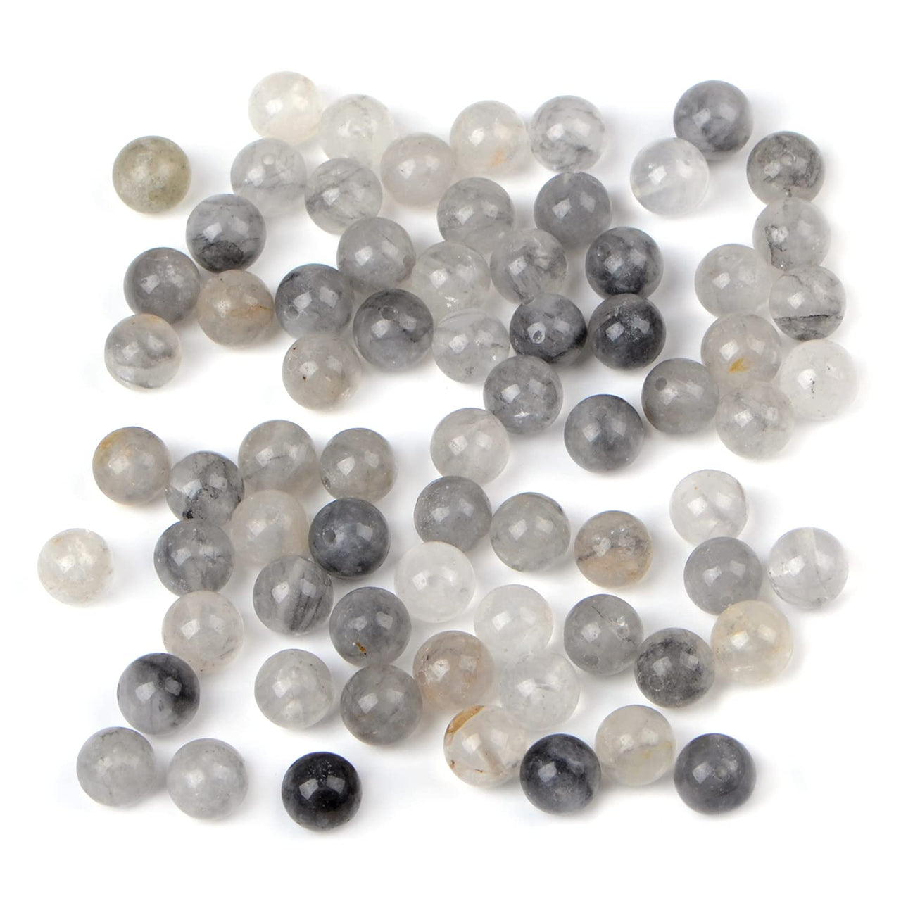 Bymitel 210pcs Natural Crystal Beads Stone Gemstone Round Energy Healing Loose Beads with Stretch Cord for Jewelry Making Bracelets Anklets (Cloud Crystal Quartz, 4mm 210pcs) Cloud Crystal Quartz