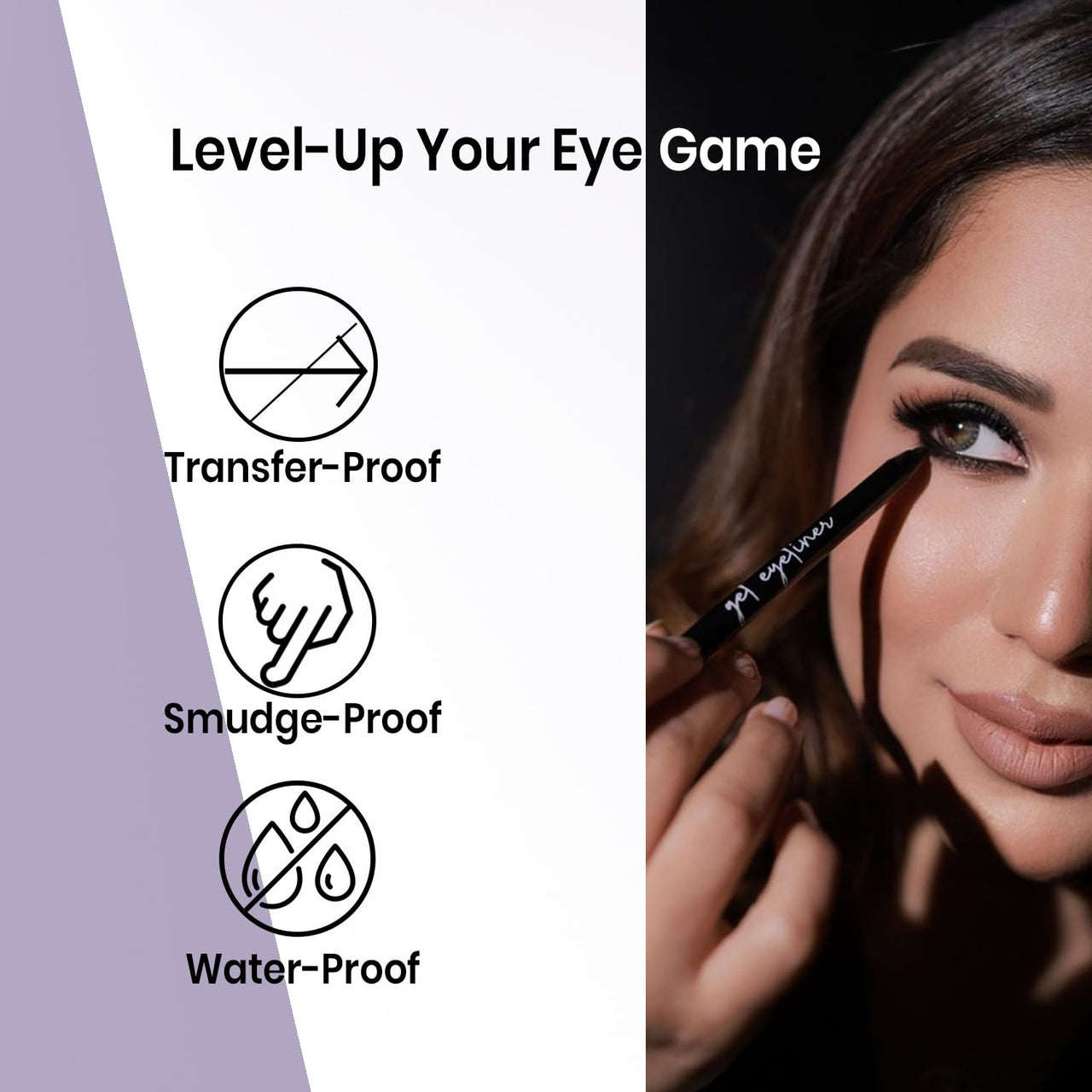 Oceglow Waterproof Gel Eyeliner | Smudge-Proof & Long-Lasting | Intense Color Payoff | Smooth Glide Formula | Black Color - 0.5g