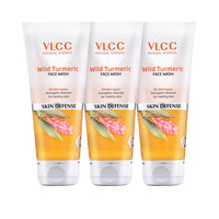 VLCC Wild Turmeric Face Wash - 80ml X 3 (Pack of 3) - Antiseptic Cleanser for Healthy Skin | With Turmeric, Honey, Haldi Root Extract, Aloe Vera, Reetha, Arjuna, and Dandelion Extracts.