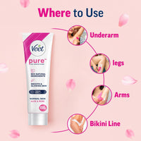 Veet Pure Hair Removal Cream for Women For Normal Skin - 100g | Suitable for Legs, Underarms, Bikini Line, Arms