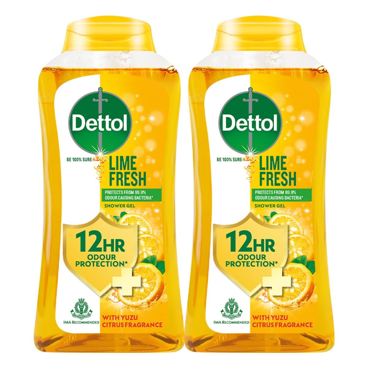 Dettol Body Wash and Shower Gel for Women and Men, Refresh - (Pack of 2-250ml each) | Soap-Free Bodywash | 12h Odour Protection