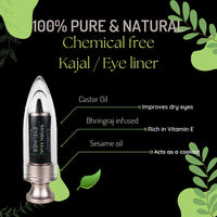 EcoBerry Kajal/Eyeliner Bhringraj infused Deep Black Kohl | Coolant Cleanses | Lead Paraben Free No Artificial Colors 100% Pure, Natural & Handmade, Preservative Free | Veg 3g