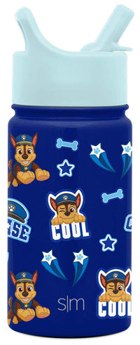 Simple Modern Paw Patrol Kids Water Bottle with Straw Insulated Stainless Steel Toddler Cup for Boys, Girls, School | Summit Collection | 14oz, Chase on the Case Paw Patrol: Chase on the Case