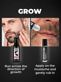 Beard Hair Growth Oil, 50ml & Mustache Growth Roll, 8 ml |Beard Oil for Uneven, Patchy & Fast Beard Growth |Oil for Stronger & Fuller |Boosts Mustache Hair Growth | Goodness of Almond & Coconut Oil