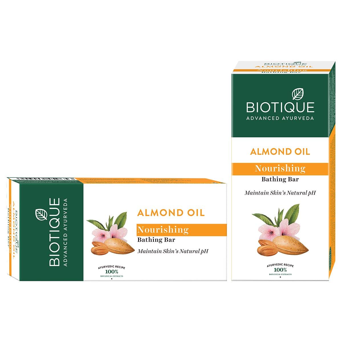 Biotique Bio Basil and Parsley Body Revitalizing Body Soap, Pack of 3, 225 g (3 x 75 g) & Biotique Almond Oil Nourishing Body Soap, 150g