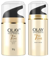 Olay Day Cream Total Effects 7 in 1, Anti-Ageing Gentle Moisturiser, 50g And Olay Night Cream Total Effects 7 in 1, Anti-Ageing Moisturiser, 50g