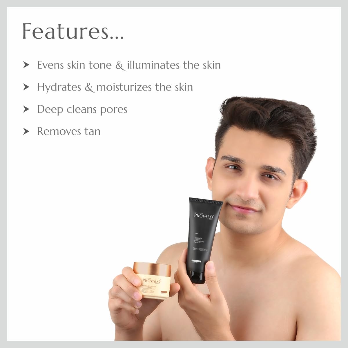 PROVALO Skin Brightening And Moisture Awakening Face Wash - Combo - 200ML | Potato & Licorice Face Mask Duo Combo For Dry & Sensitive Skin Men