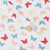 Basics Kid's  Butterfly Friends Soft Easy-Wash Microfiber 3-Piece Sheet Set, Twin, Multi-Color Butterflies, Printed
