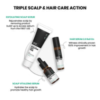 ThriveCo Hair Fall & Repair Kit | Exfoliating Scalp Scrub (25ml) | Vitalizing Serum (10ml) | Hair Serum 2.0 Roll On | Promotes Hair Growth, Clears Dandruff & Buildup | Travel-Friendly