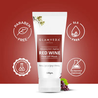 GLAMVEDA Red Wine Peel Off Mask - Anti-Aging, De-Tan & Glowing Skin Treatment. Removes Blackheads, Dark Spots, Minimizes Wrinkles, Suitable for All Skin Types, 100g