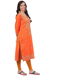 Ada Lucknowi Hand Embroidered Chikankari Straight Cotton Kurti Kurta for Women