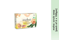 moha: Scrub Soap For Soft, Hydrate & Nourished Skin, Face With Walnut, Almond Oil & Honey Unisex Bathing Bar - 100gm (Pack of 6)