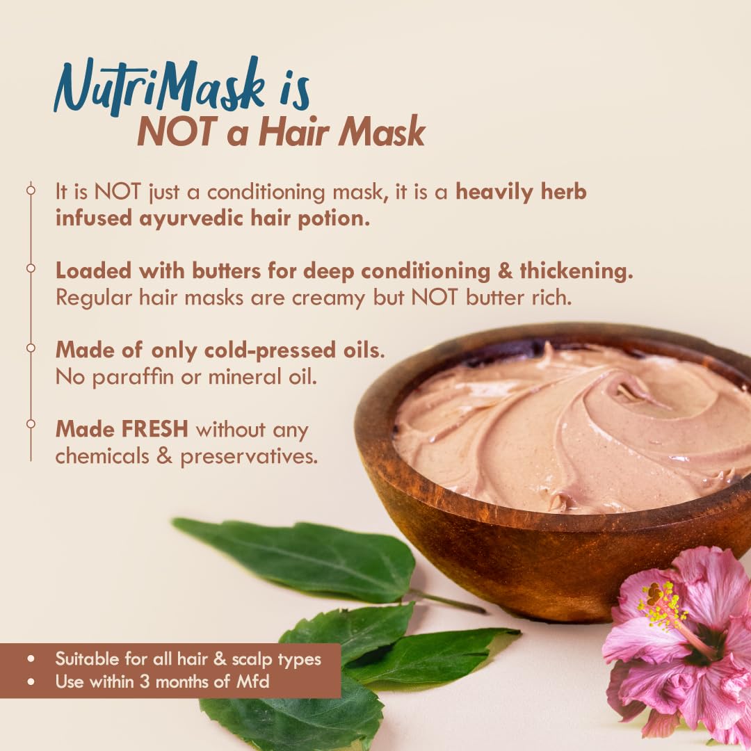 Nat Habit - Fresh Ready To Apply Henna Paste (Pack of 3 x 220g) and Nat Habit Five Oil Hibiscus NutriMask-Hair Mask for All Hair & Scalp Types (Pack of 3 x 40 gm)