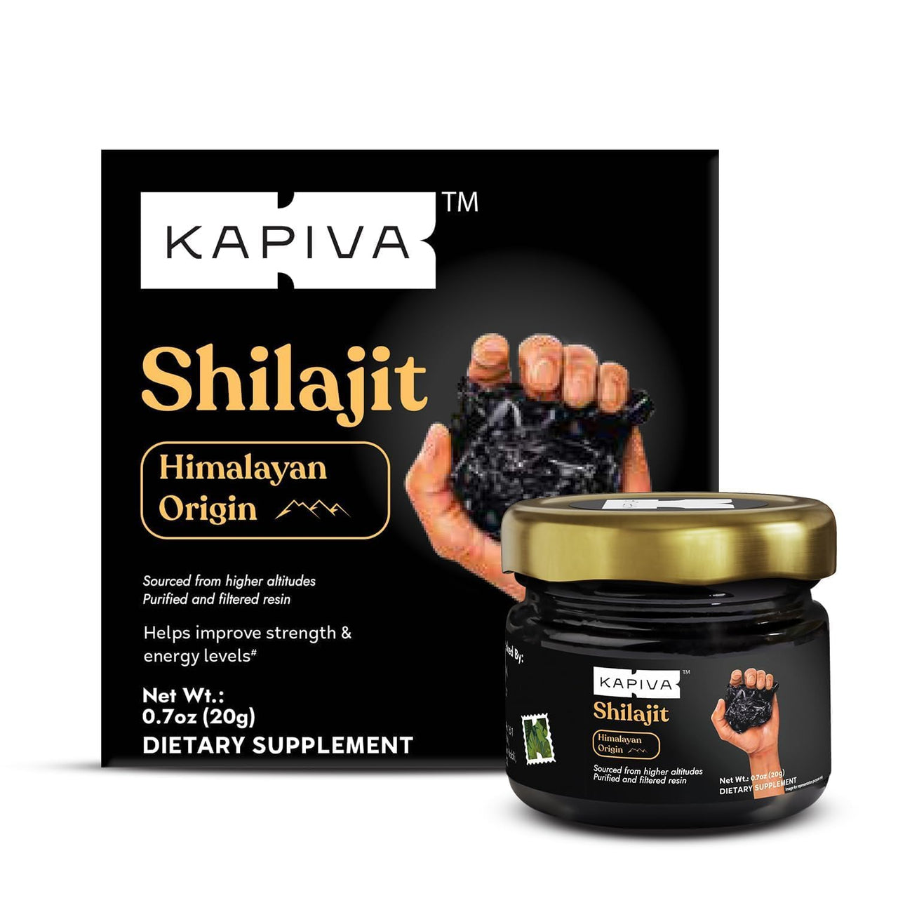 Kapiva Original Himalayan Shilajit/Shilajeet Resin 20g | 250mg/Serving | Energy, Endurance & Vitality | 80 Servings | 100% Ayurvedic Shilajit/Shilajeet