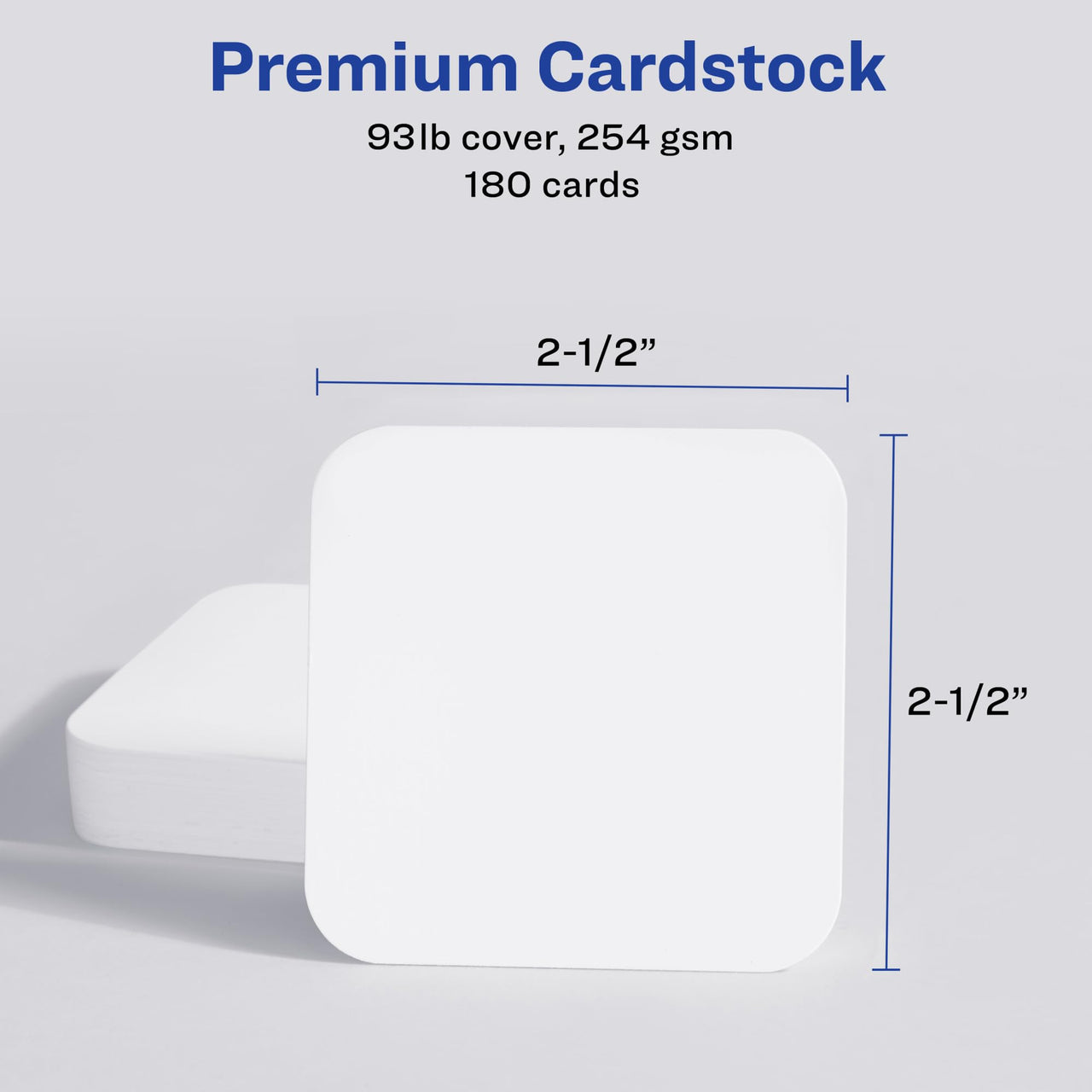 Avery Clean Edge Printable Square Cards with Sure Feed Technology, Rounded Corners, 2.5" x 2.5", White, 180 Blank Cards for Inkjet Printers (35702)