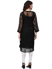 Ada Lucknowi Hand Embroidered Chikankari Women's  Georgette Kurta Kurti with Slip