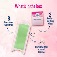 Veet Professional Waxing Strips Kit for Dry Skin, 8 Strips | Gel Wax Hair Removal for Women | Up to 28 Days of Smoothness | No Wax Heater or Wax Beans Required