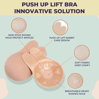 Sanfe Flix Reusable Boob Lift Cups | for Breast Push Up | Braless, Padded, Rabbit (Nude) | A-C Cup Size - 2 Pieces | Boob Lifter Push Up Bra for Women