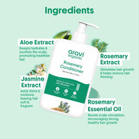 Aravi Organic Anti-Hairfall & Hair Growth Solution | Rosemary Shampoo & Conditioner Combo | Sulphate-Free Formula with DHT Blocker for Stronger, Healthier| For Men & Women | 200ml Each