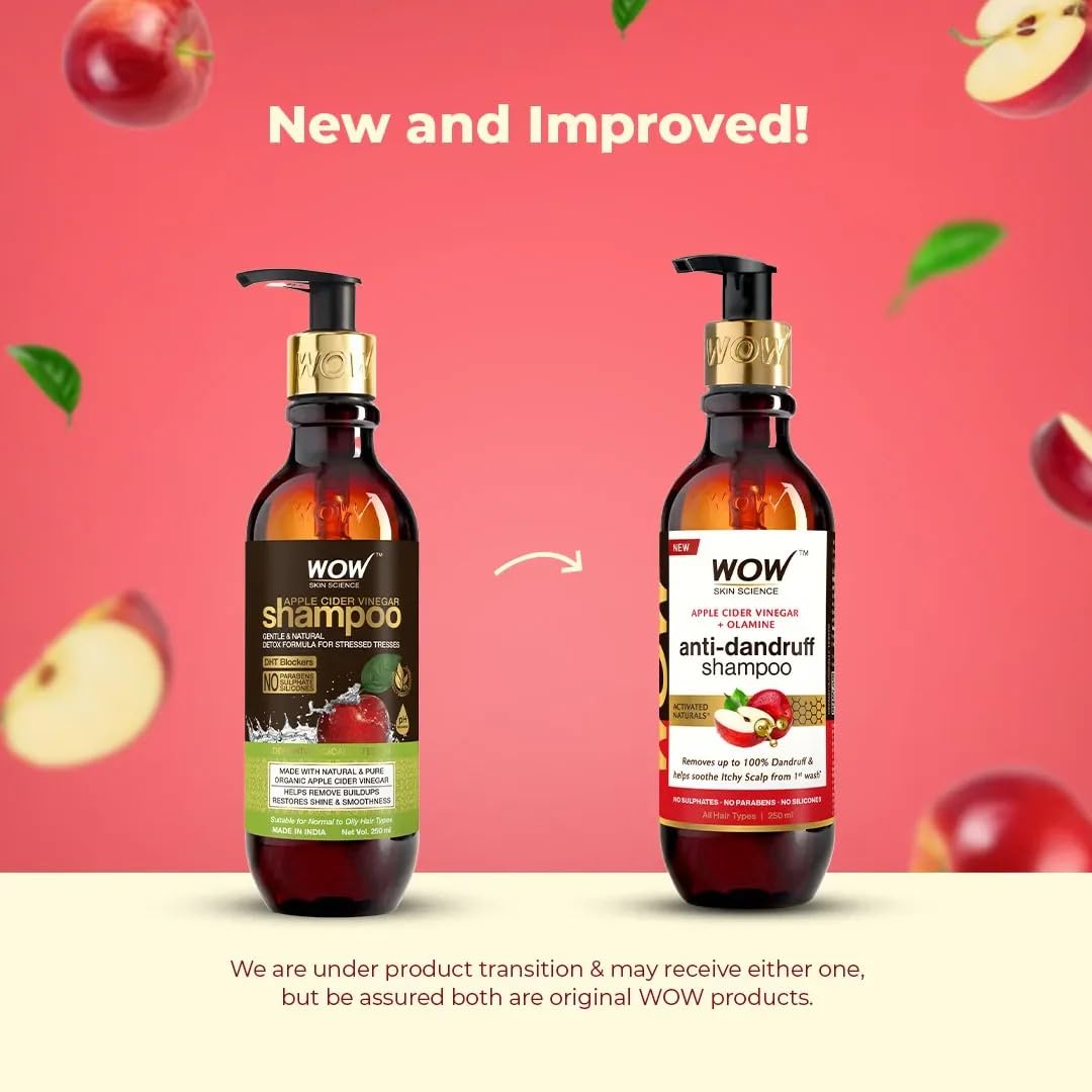 WOW Skin Science Apple Cider Vinegar Shampoo with DHT Blockers | Gentle & Natural Detox Formula that Helps Remove Buildup | For Men & Women 300ml