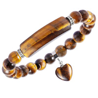 TUMBEELLUWA Healing Stone Bracelet 8mm Beads Chakra Crystal Energy Heart Charm Bracelet Handmade Jewelry for Women #4 tiger's  eye crystal stone