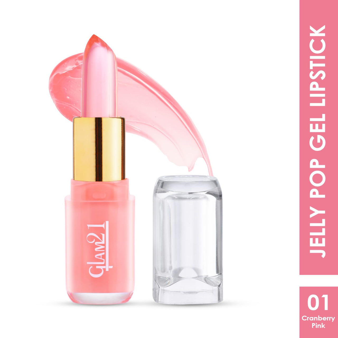 Glam 21 Jelly Pop Fruity Gel Lipstick| Moisturising | Glossy Finish | Gives A Natural Colour | Lightweight | Cranberry Pink, Strawberry Red & Blueberry Purple - Pack Of 3