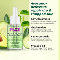 PLIX - THE PLANT FIX Barrier Repair Combo Kit with Avocado Ceramide Moisture Rush Serum, Cleanser & Cream | Nourishes and Hydrates Skin |For Men & Women| Pack of 3 (30ml + 100ml + 50gm)