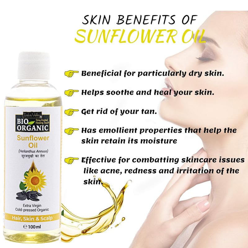 INDUS VALLEY 100% Natural Cold Pressed (Sunflower Carrier Oil (100ml))