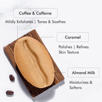 mCaffeine Exfoliating Tan Removal Soap with Coffee,Almond Milk & Caramel|De Tan Bathing Soap for Polishing & Moisturizing the Skin|Bean Shaped Soap for bath with Fresh Coffee Aroma for Unisex