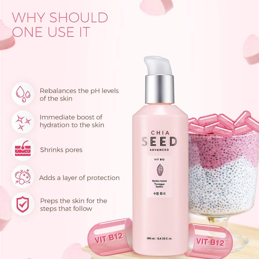 The Face Shop Chia Seed Hydro Toner, Pack Of 160 Ml, Liquid